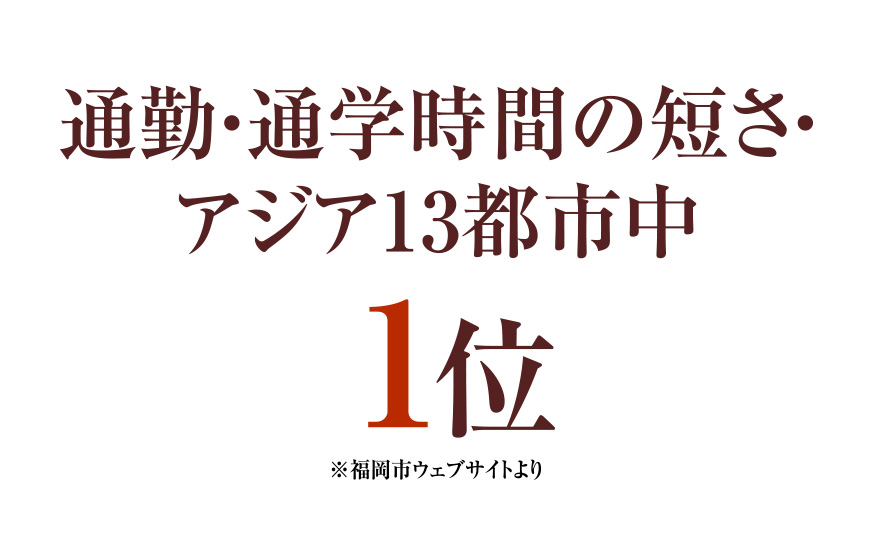 通勤・通学時間の短さ・アジア13都市中 １位
